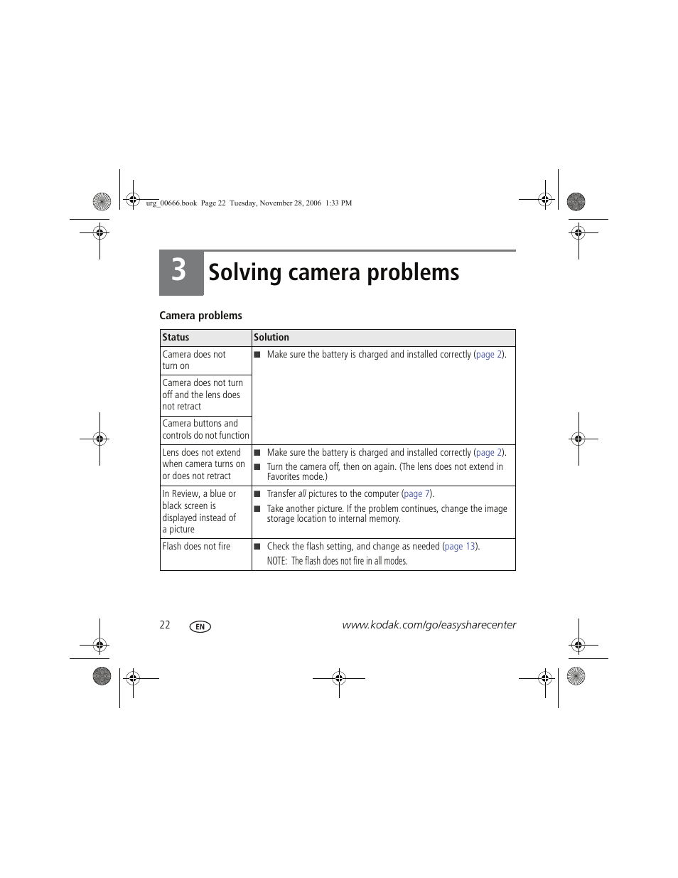 Solving camera problems | Kodak V1003 User Manual | Page 22 / 27