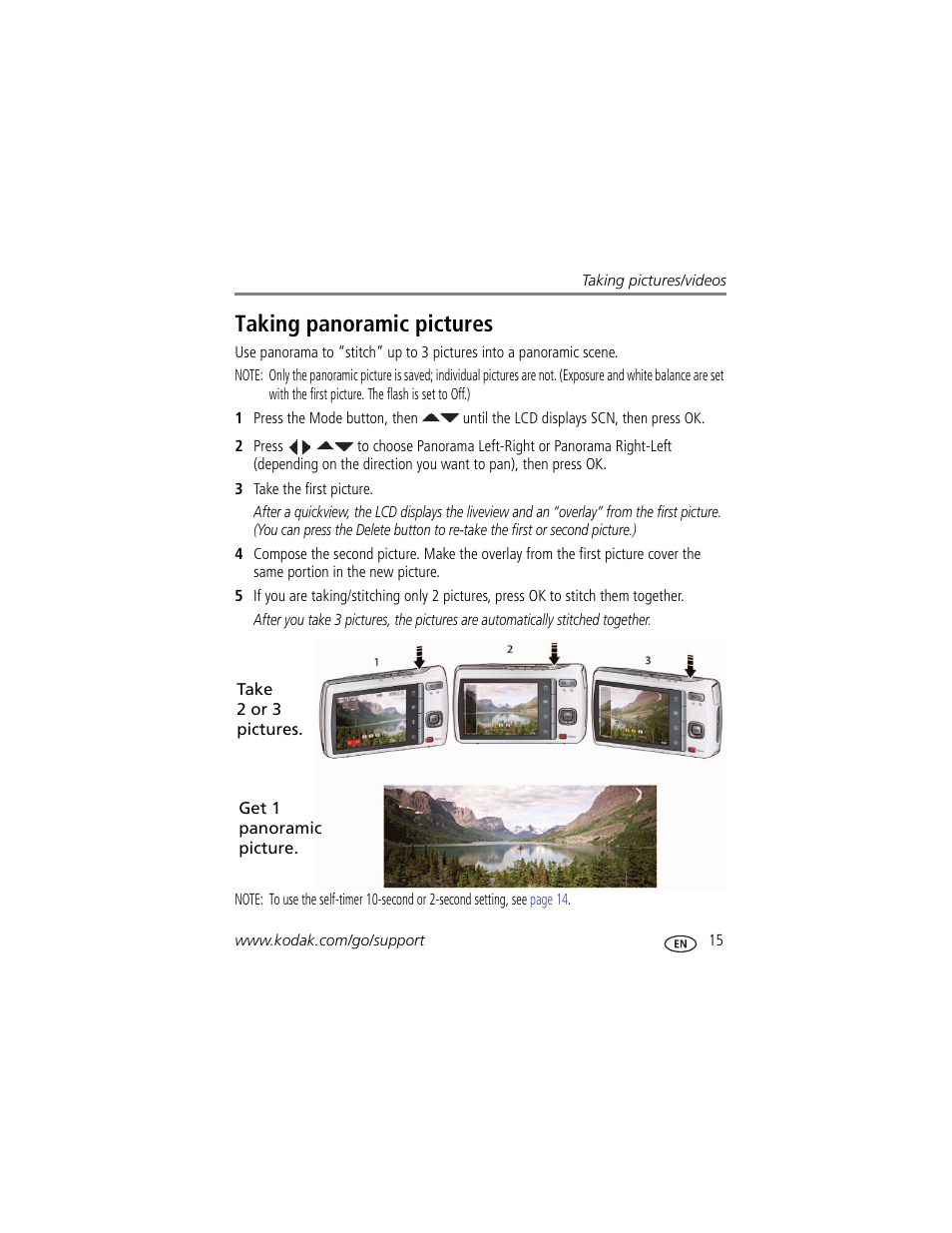 Taking panoramic pictures | Kodak M550 User Manual | Page 21 / 68