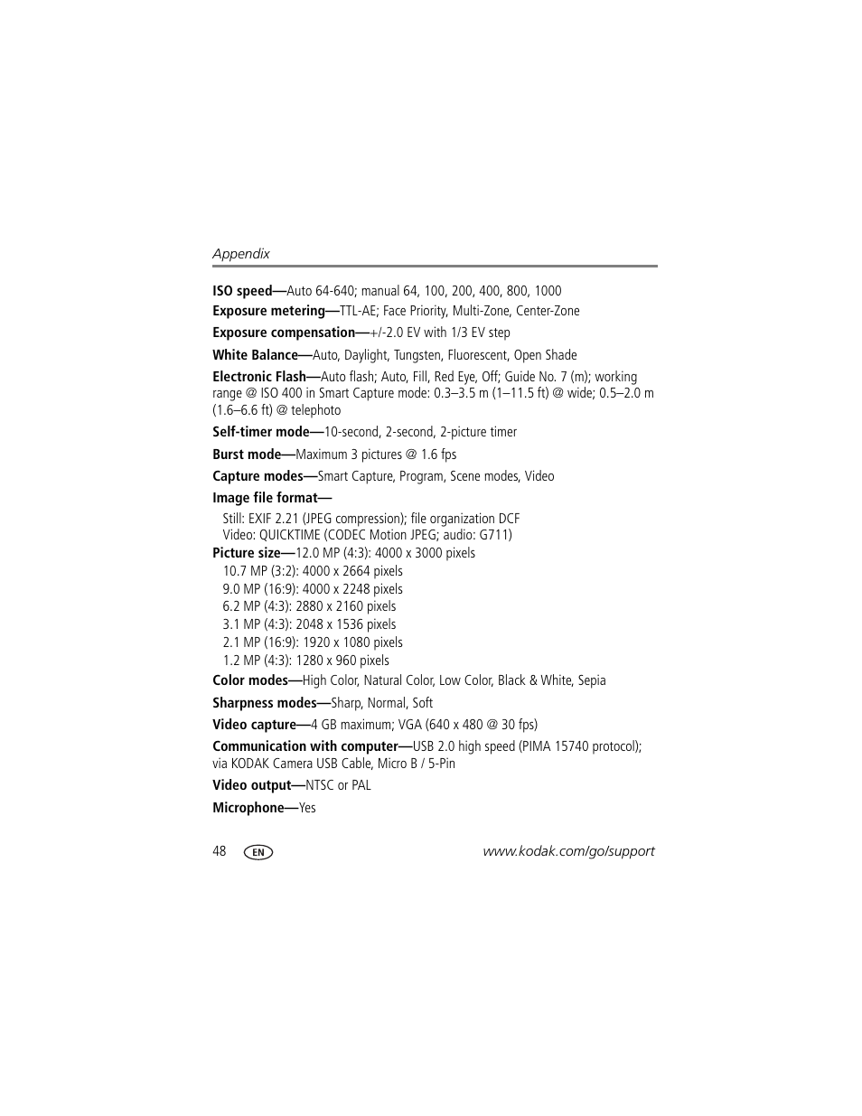 Kodak M550 User Manual | Page 54 / 68