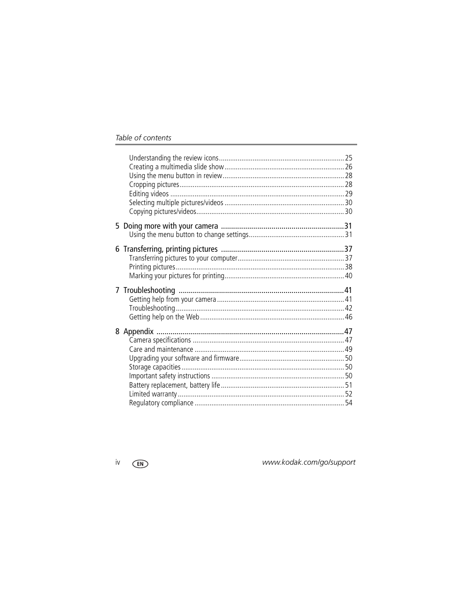 Kodak M550 User Manual | Page 6 / 68