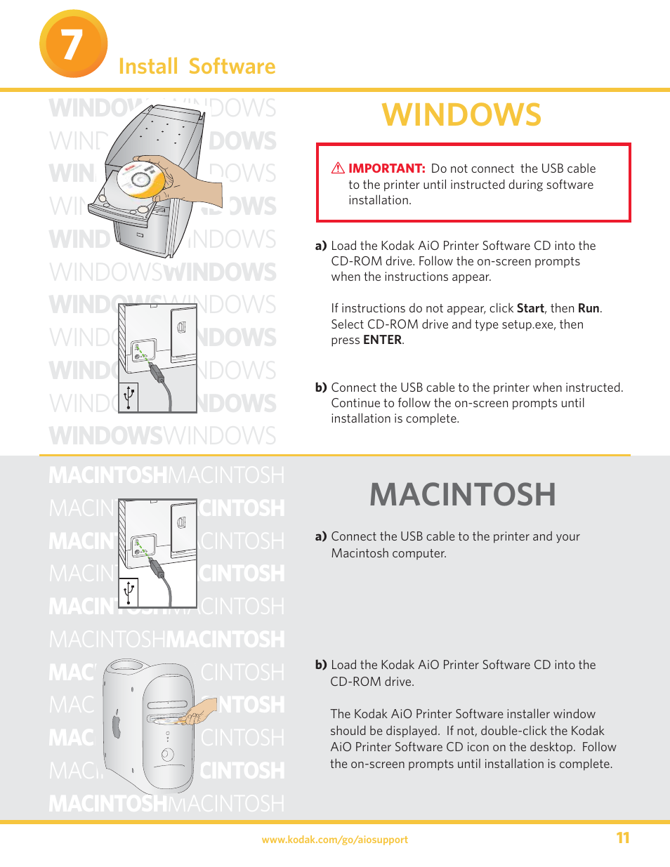 Windows macintosh, Install software | Kodak 5300 User Manual | Page 11 / 20