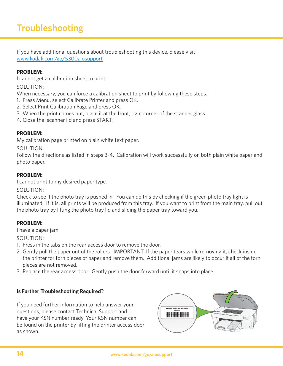 Troubleshooting | Kodak 5300 User Manual | Page 14 / 20