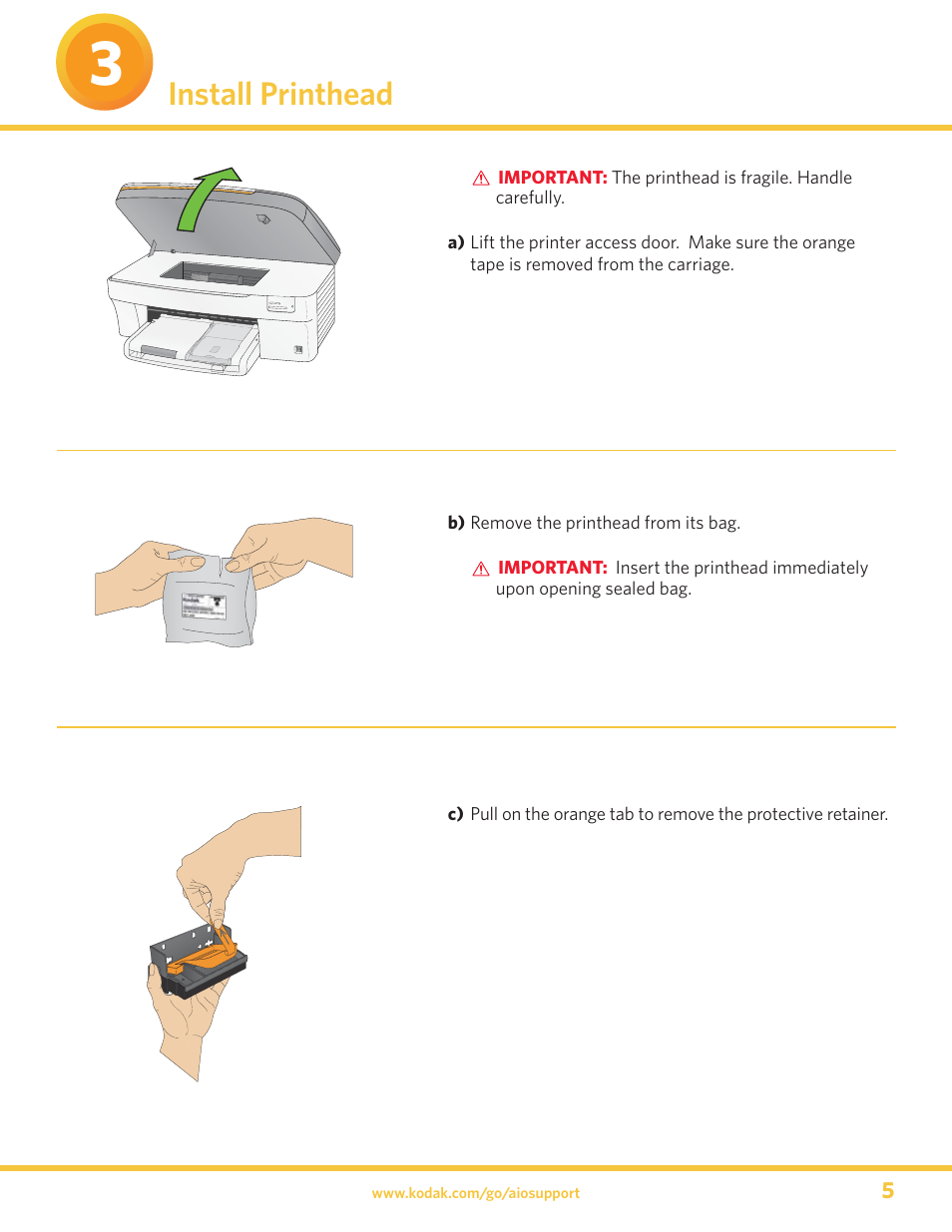 Install printhead | Kodak 5300 User Manual | Page 5 / 20