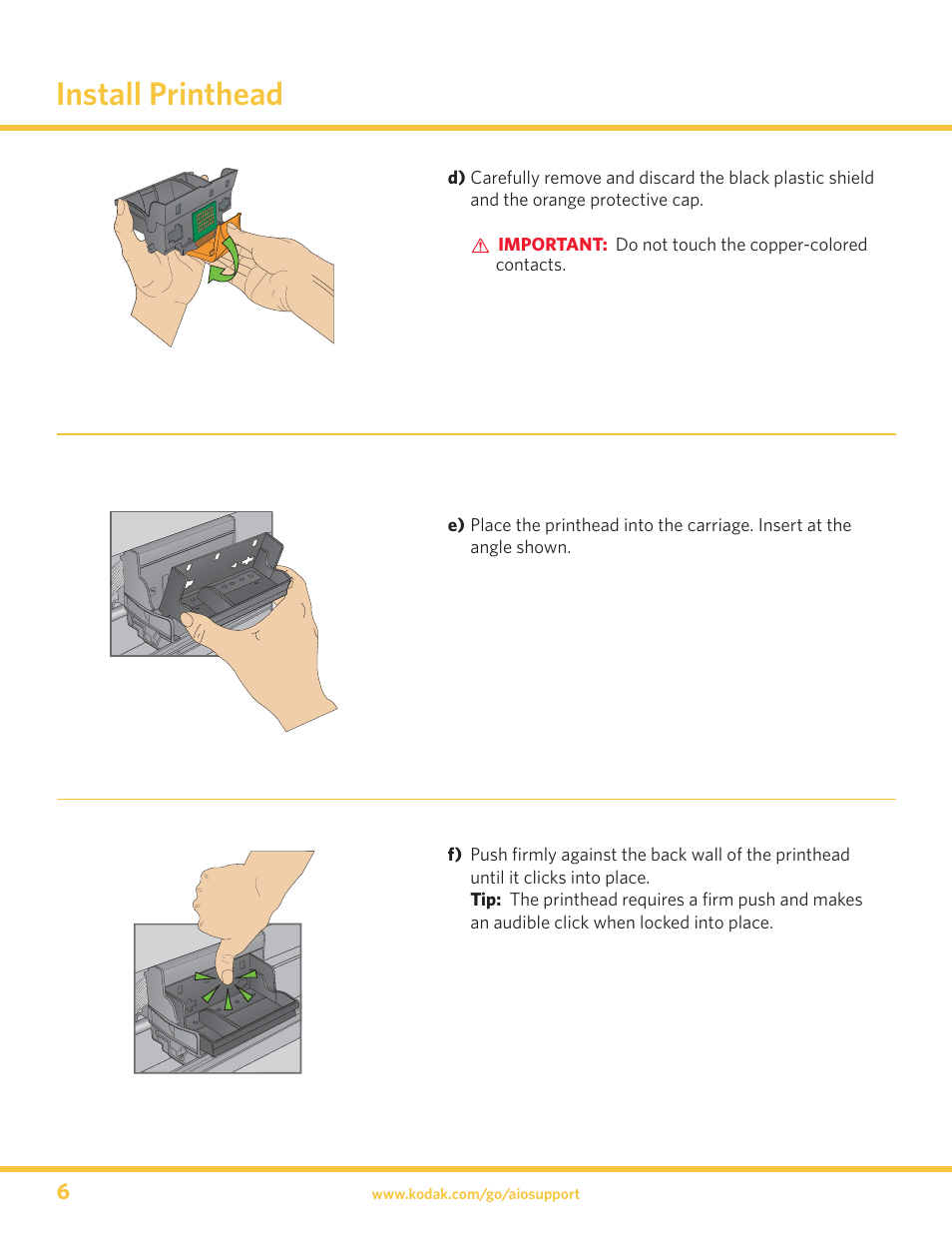 Install printhead | Kodak 5300 User Manual | Page 6 / 20