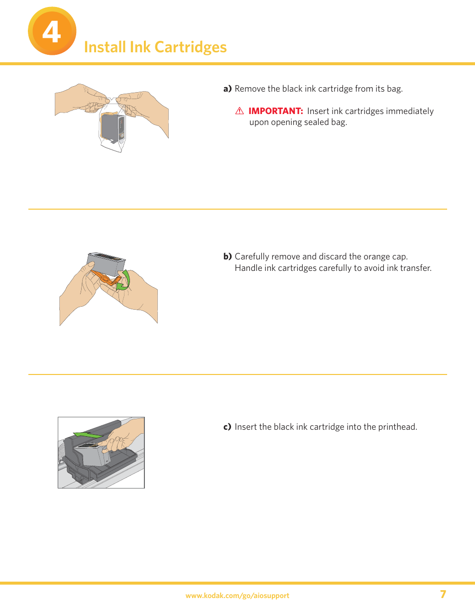 Install ink cartridges | Kodak 5300 User Manual | Page 7 / 20