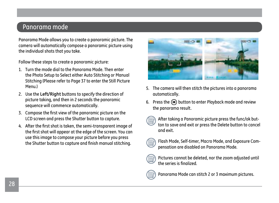 Panorama mode | Kodak FUN SAVER FD3 User Manual | Page 32 / 79