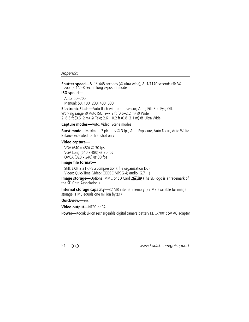 Kodak V705 User Manual | Page 60 / 76