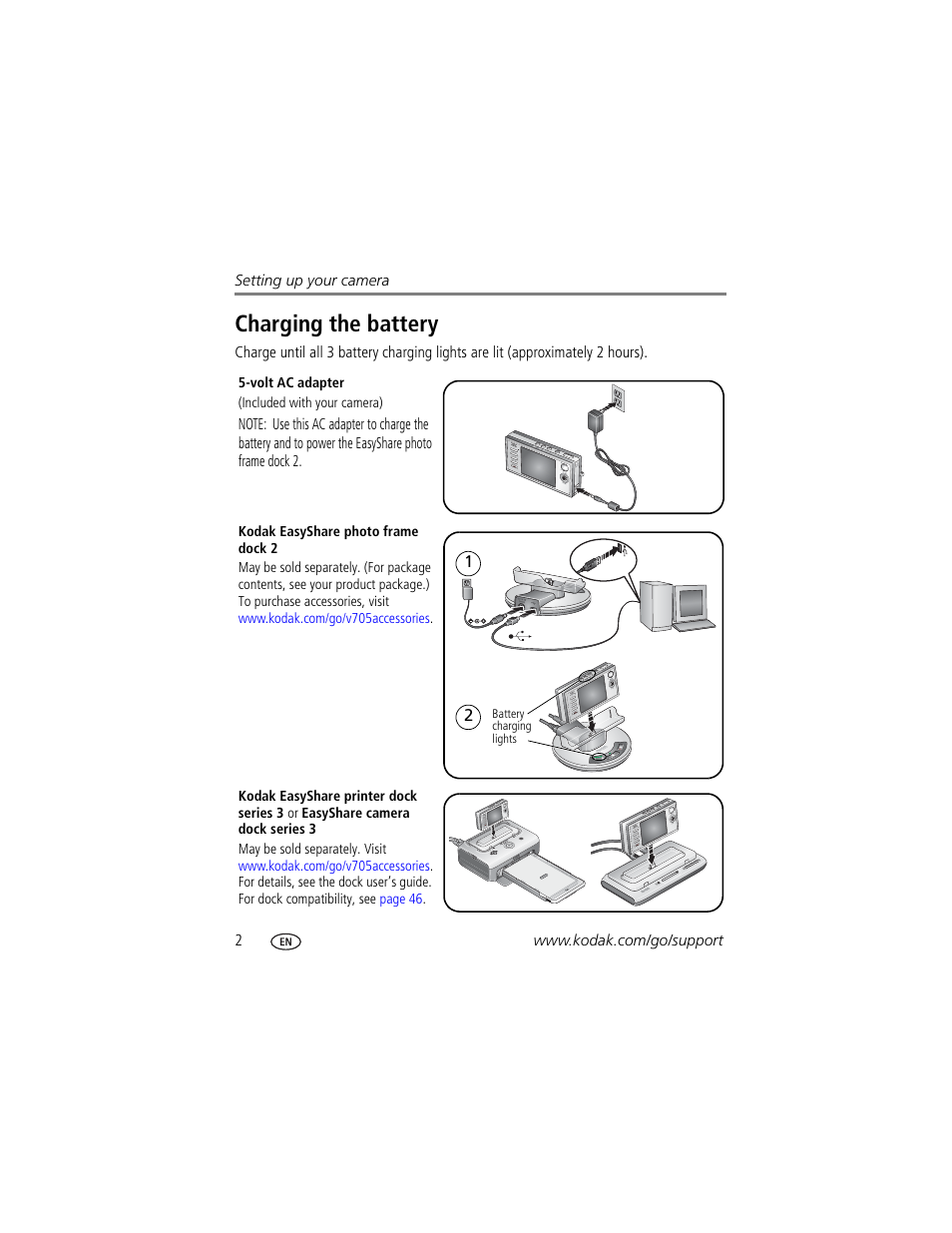 Charging the battery | Kodak V705 User Manual | Page 8 / 76