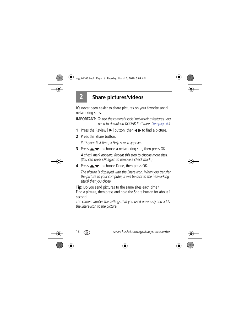Share pictures/videos | Kodak M550 User Manual | Page 18 / 29