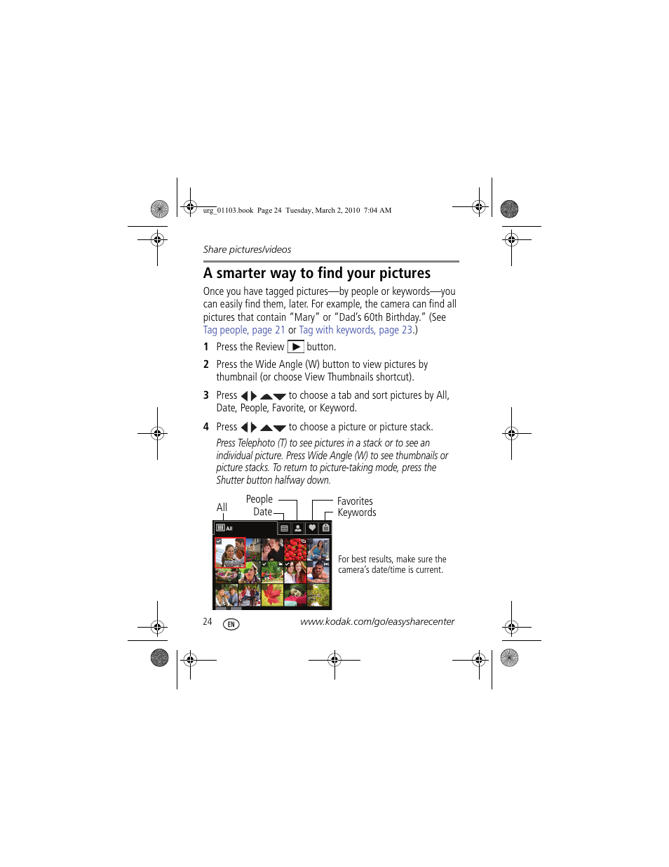 A smarter way to find your pictures | Kodak M550 User Manual | Page 24 / 29