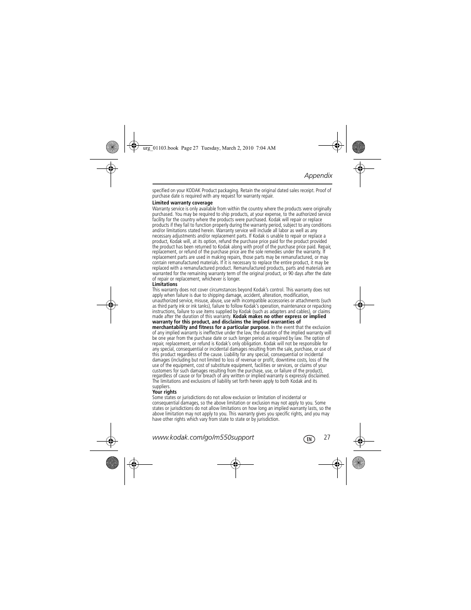 Kodak M550 User Manual | Page 27 / 29