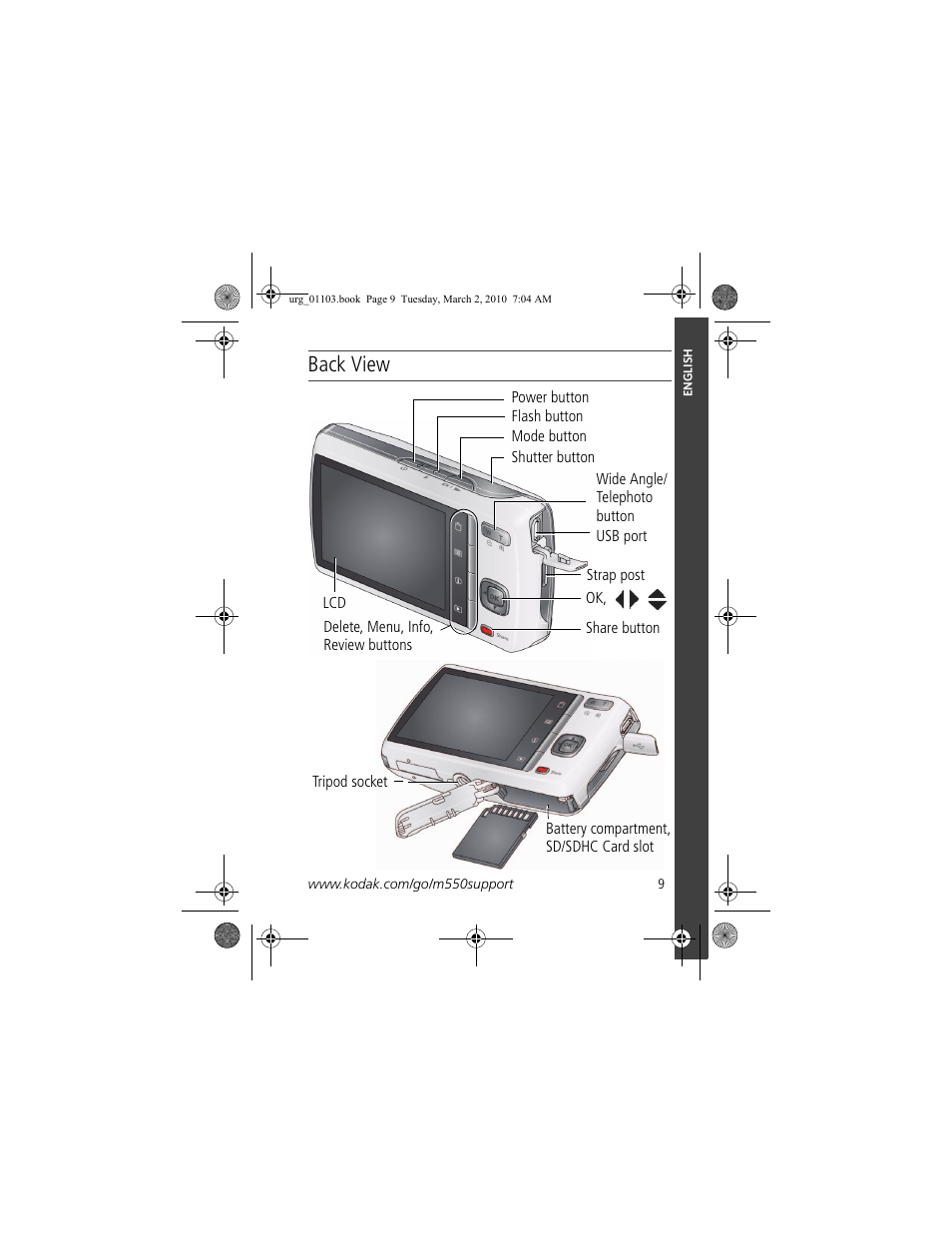 Back view | Kodak M550 User Manual | Page 9 / 29