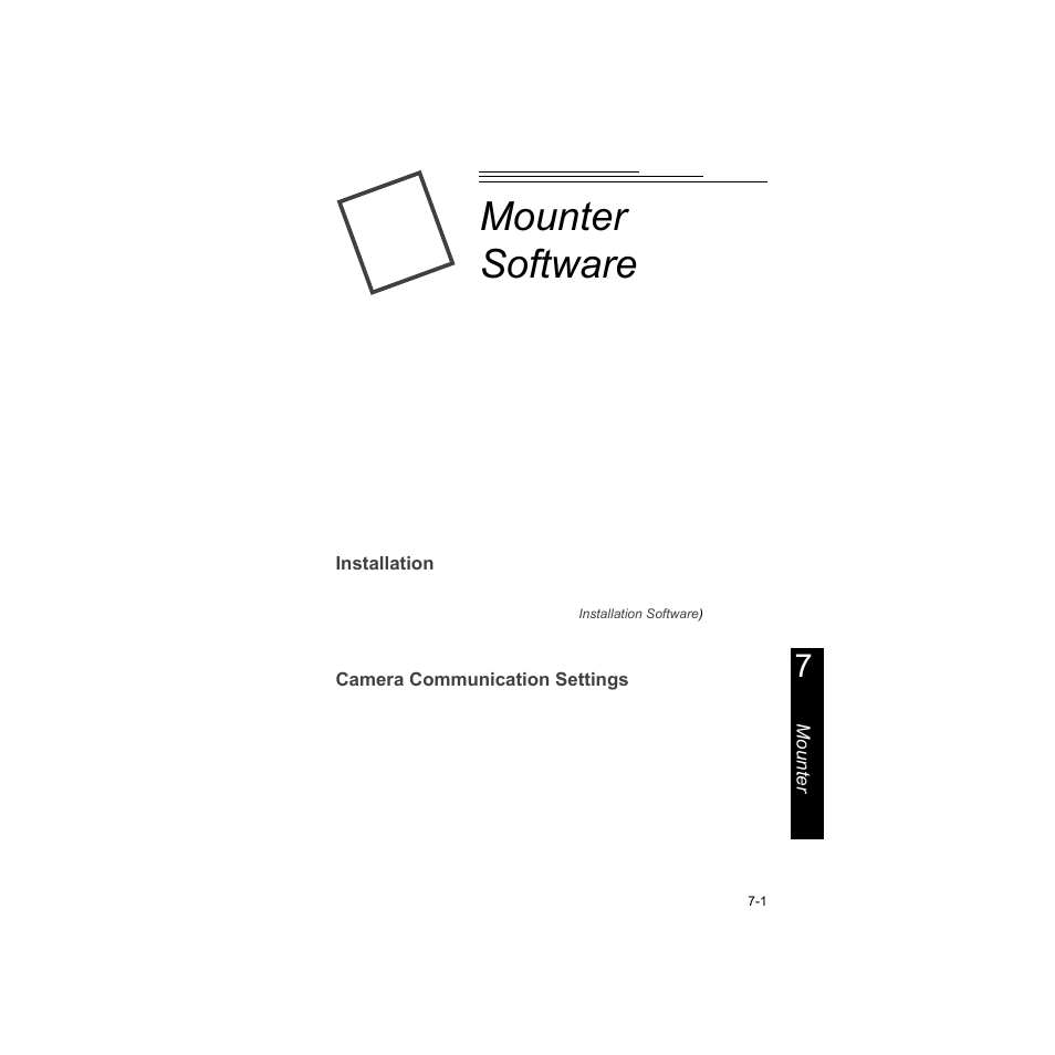 Mounter software, Installation, Camera communication settings | Mounter software -1, Camera communication settings -1 | Kodak DC210 Plus User Manual | Page 51 / 91