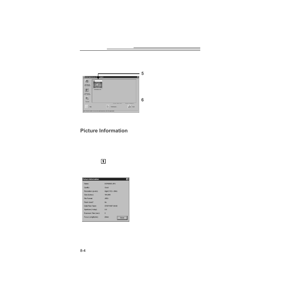 Picture information | Kodak DC210 Plus User Manual | Page 64 / 91