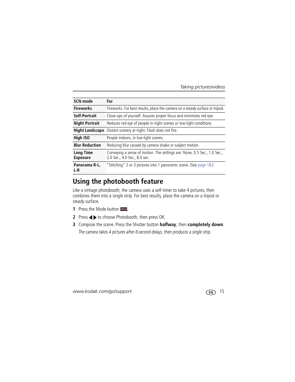 Using the photobooth feature | Kodak M532 User Manual | Page 21 / 70