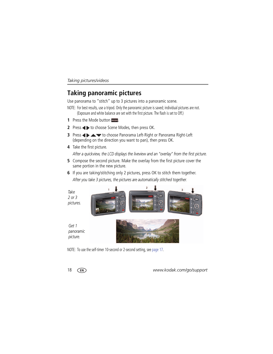 Taking panoramic pictures | Kodak M532 User Manual | Page 24 / 70