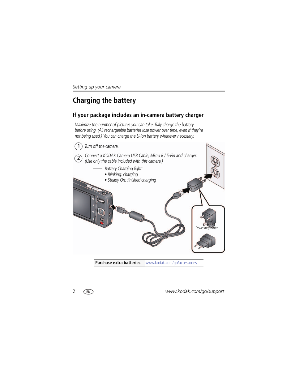 Charging the battery | Kodak M532 User Manual | Page 8 / 70