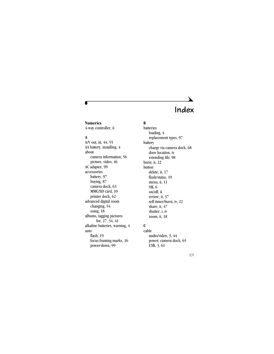 Index | Kodak CX6330 User Manual | Page 113 / 120