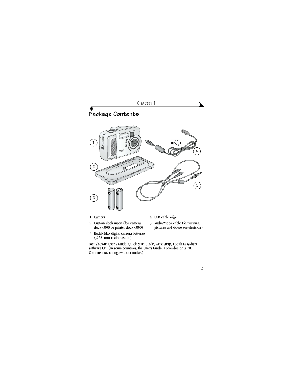 Package contents | Kodak CX6330 User Manual | Page 15 / 120