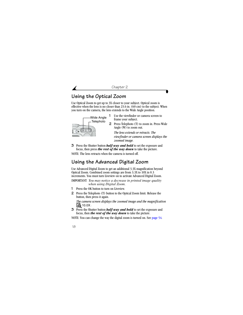 Using the optical zoom, Using the advanced digital zoom | Kodak CX6330 User Manual | Page 30 / 120