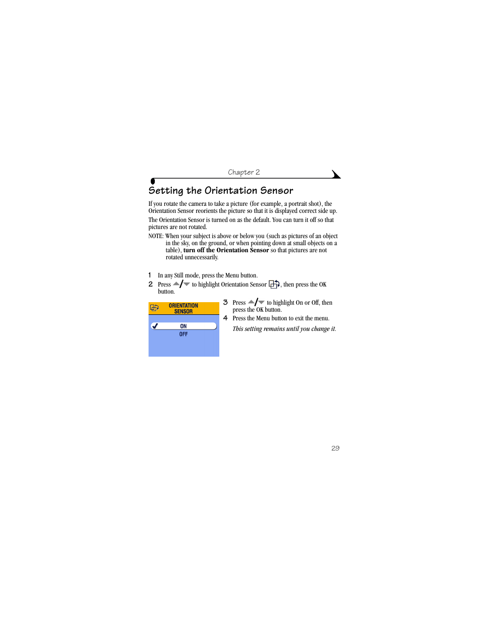 Setting the orientation sensor | Kodak CX6330 User Manual | Page 41 / 120