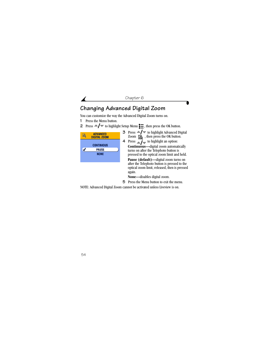 Changing advanced digital zoom | Kodak CX6330 User Manual | Page 66 / 120