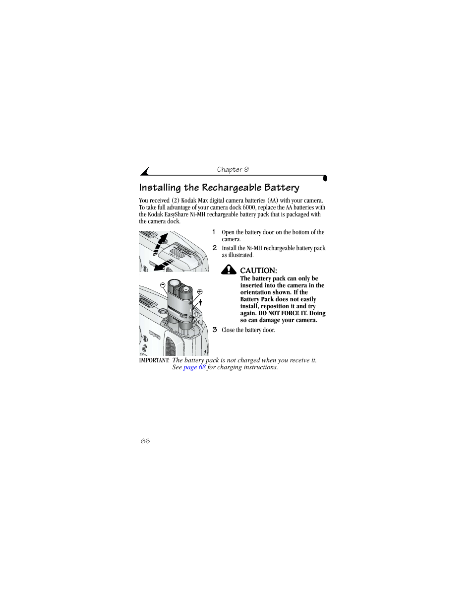 Installing the rechargeable battery | Kodak CX6330 User Manual | Page 78 / 120