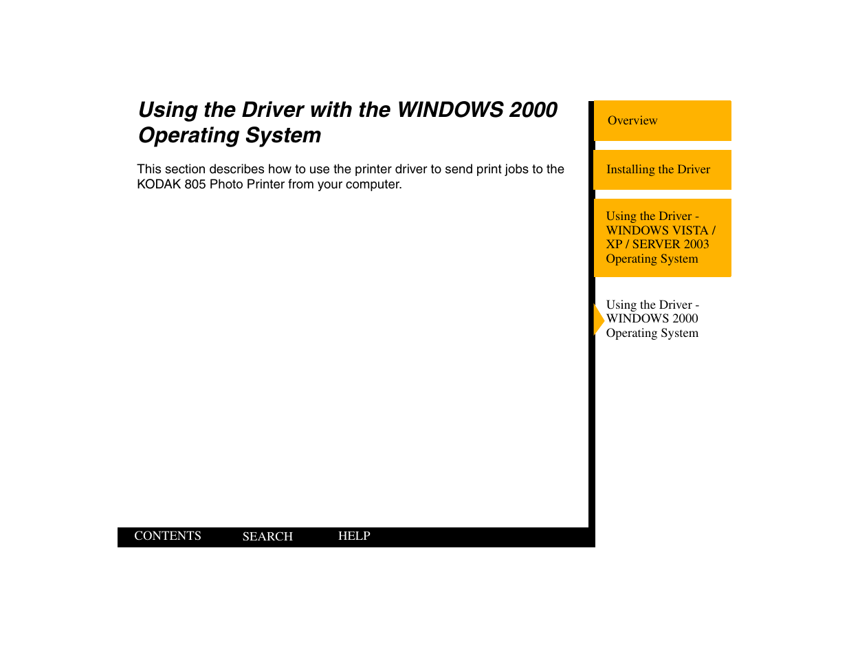 Using the driver - windows 2000 operating system | Kodak 805 User Manual | Page 24 / 35