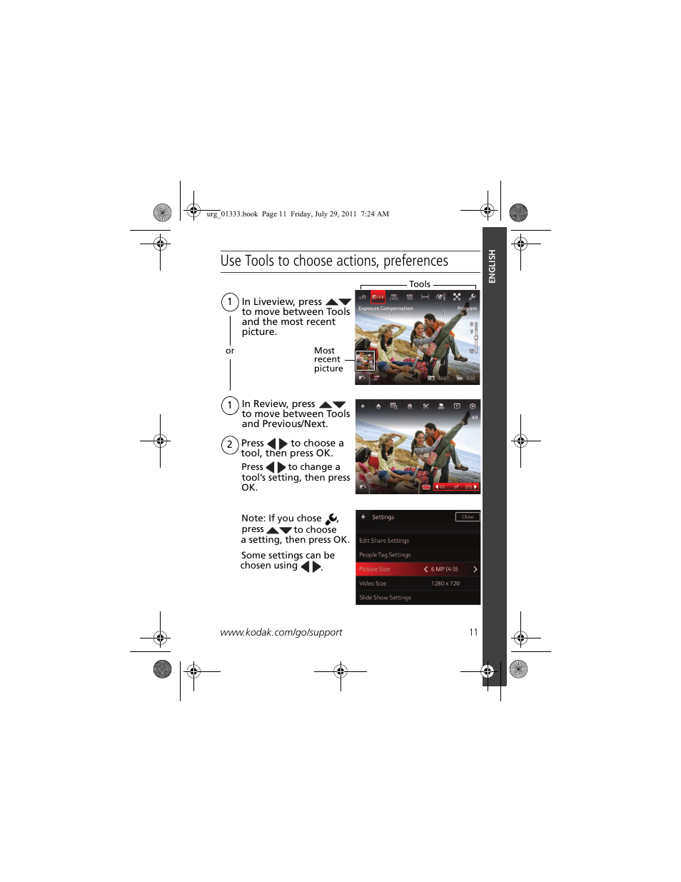 Use tools to choose actions, preferences | Kodak MD55 User Manual | Page 11 / 26