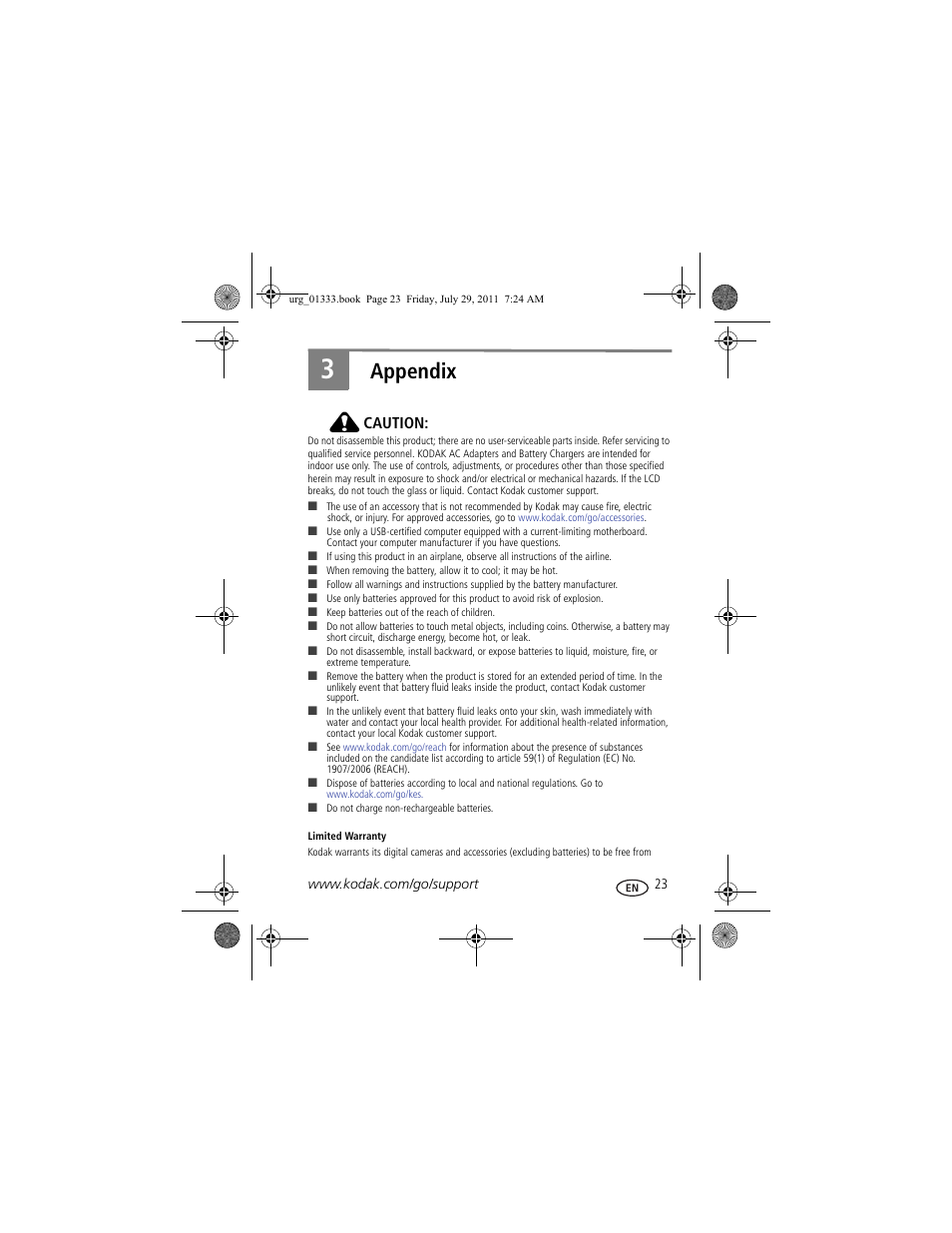 Appendix | Kodak MD55 User Manual | Page 23 / 26