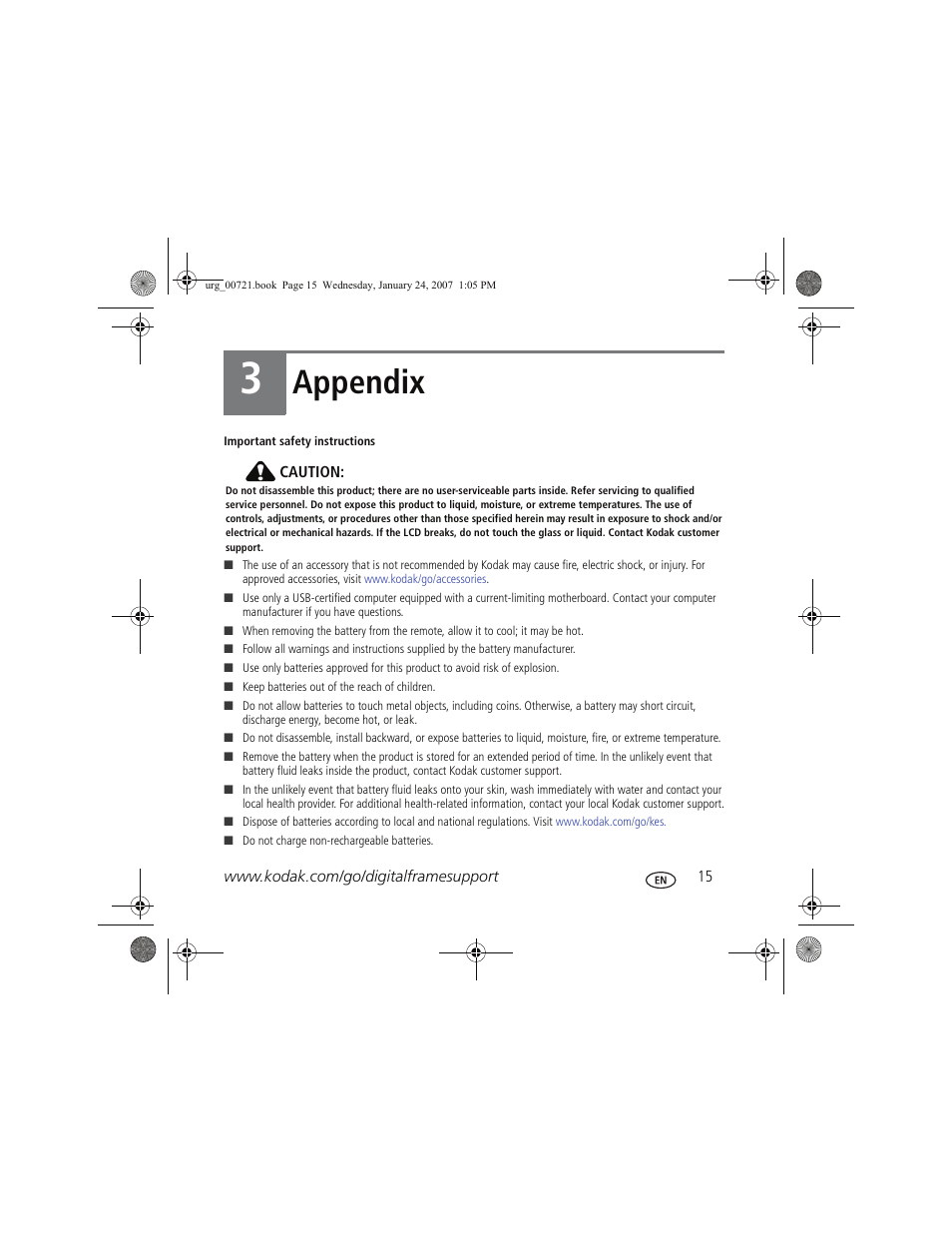 Appendix | Kodak EX1011 User Manual | Page 15 / 19