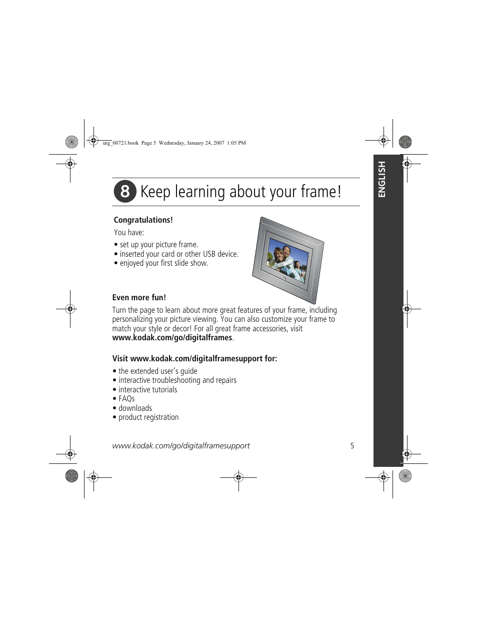 Keep learning about your frame | Kodak EX1011 User Manual | Page 5 / 19