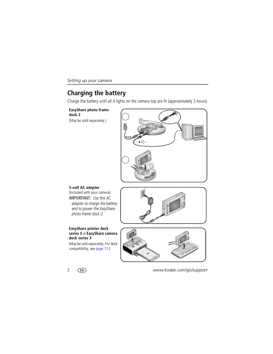 Charging the battery | Kodak V550 User Manual | Page 8 / 72