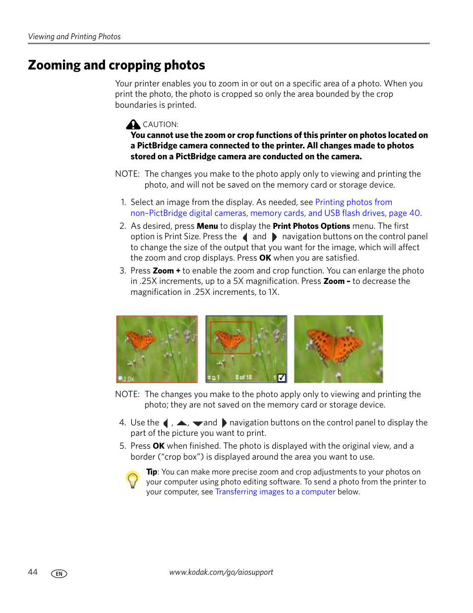 Zooming and cropping photos | Kodak ESP 7 User Manual | Page 52 / 120