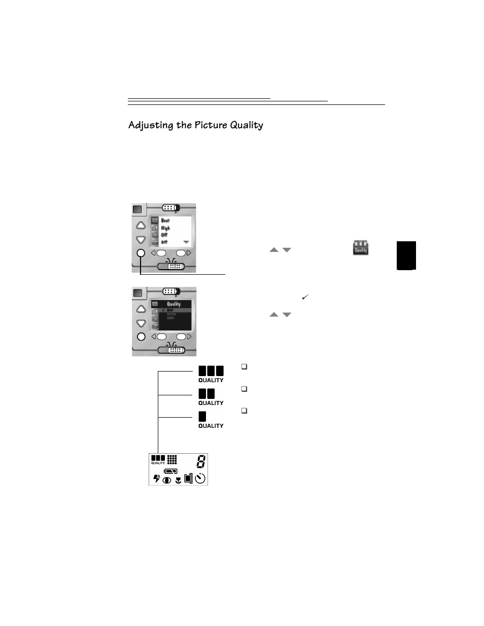 Adjusting the picture quality | Kodak DC215 User Manual | Page 25 / 78