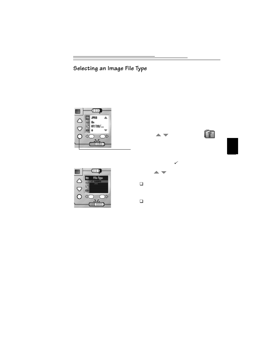 Selecting an image file type | Kodak DC215 User Manual | Page 29 / 78