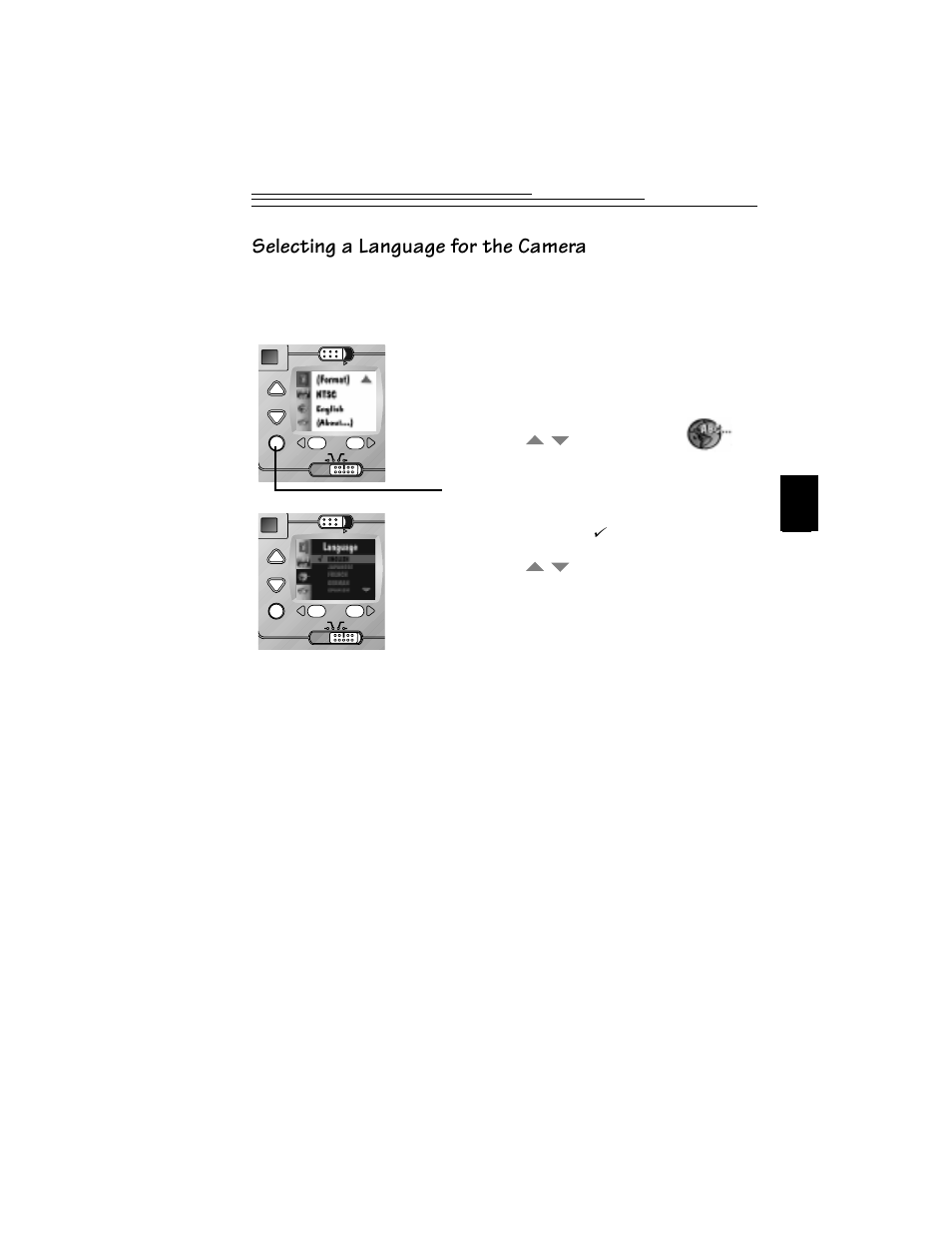 Selecting a language for the camera | Kodak DC215 User Manual | Page 33 / 78