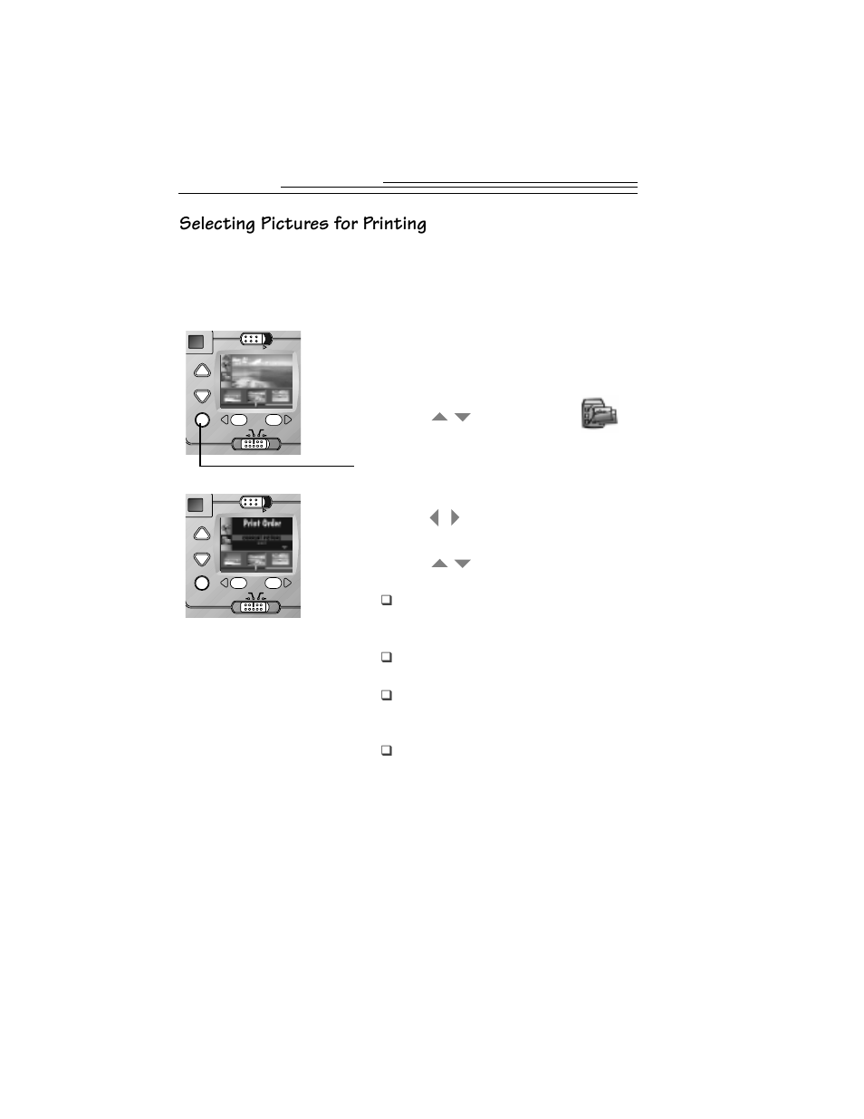 Selecting pictures for printing | Kodak DC215 User Manual | Page 38 / 78