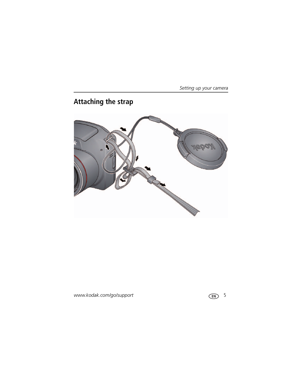 Attaching the strap | Kodak Z5010 User Manual | Page 13 / 70
