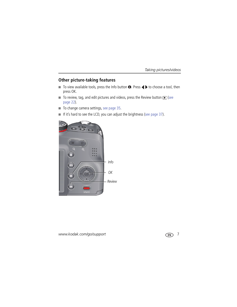 Other picture-taking features | Kodak Z5010 User Manual | Page 15 / 70