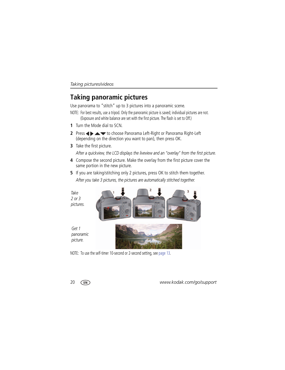 Taking panoramic pictures | Kodak Z5010 User Manual | Page 28 / 70