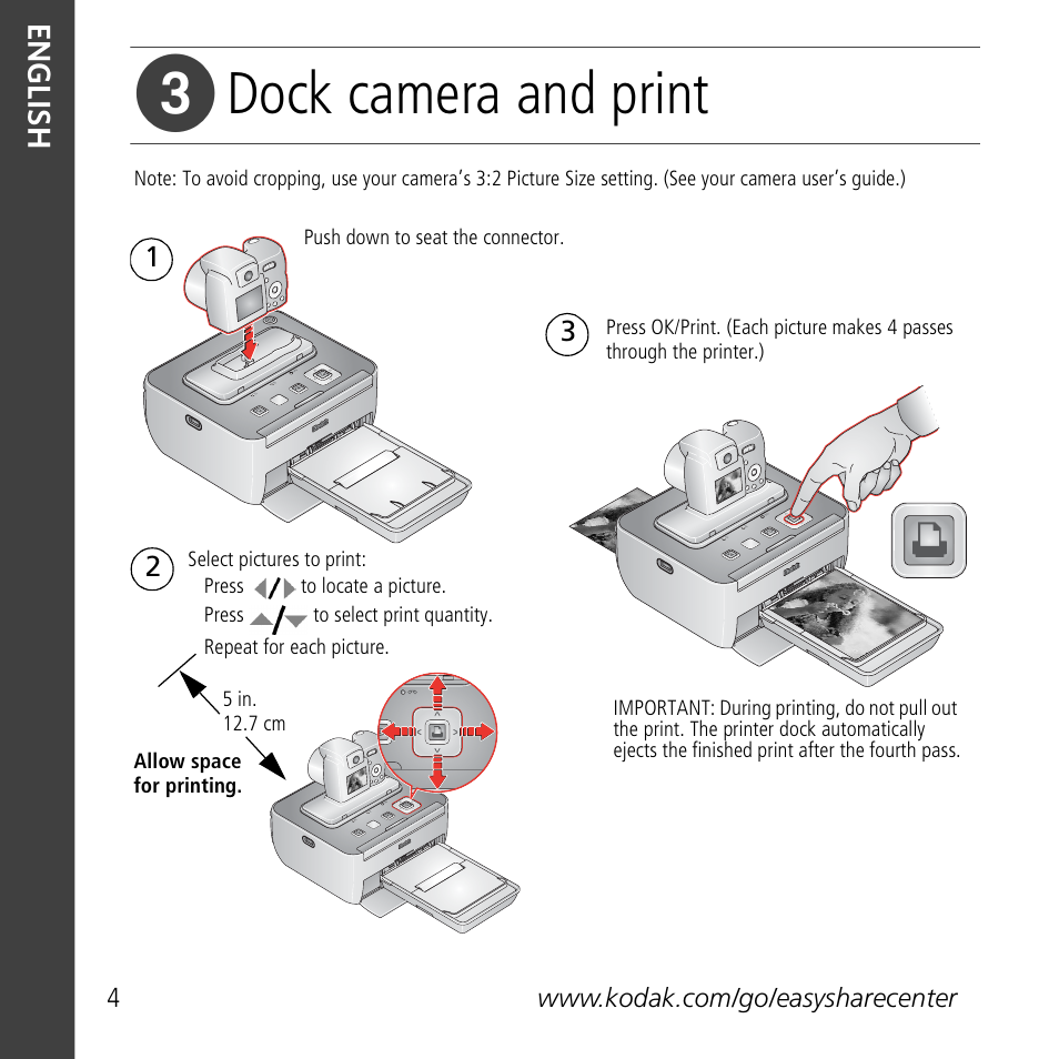 Dock camera and print | Kodak G600 User Manual | Page 4 / 22