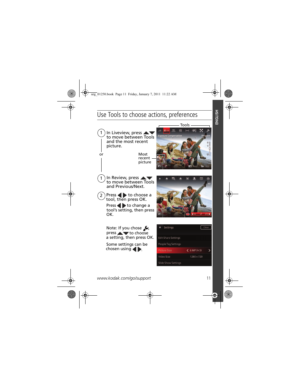 Use tools to choose actions, preferences | Kodak M52 User Manual | Page 11 / 26