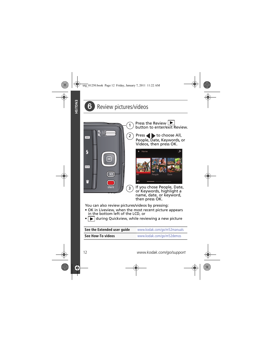 Review pictures/videos | Kodak M52 User Manual | Page 12 / 26
