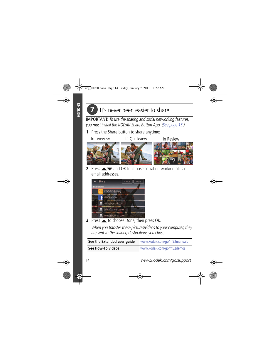 It’s never been easier to share | Kodak M52 User Manual | Page 14 / 26