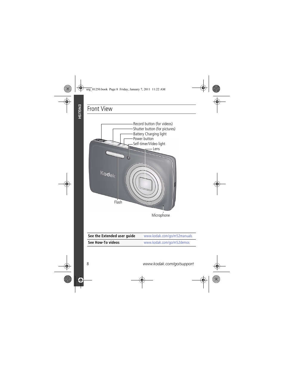 Front view | Kodak M52 User Manual | Page 8 / 26