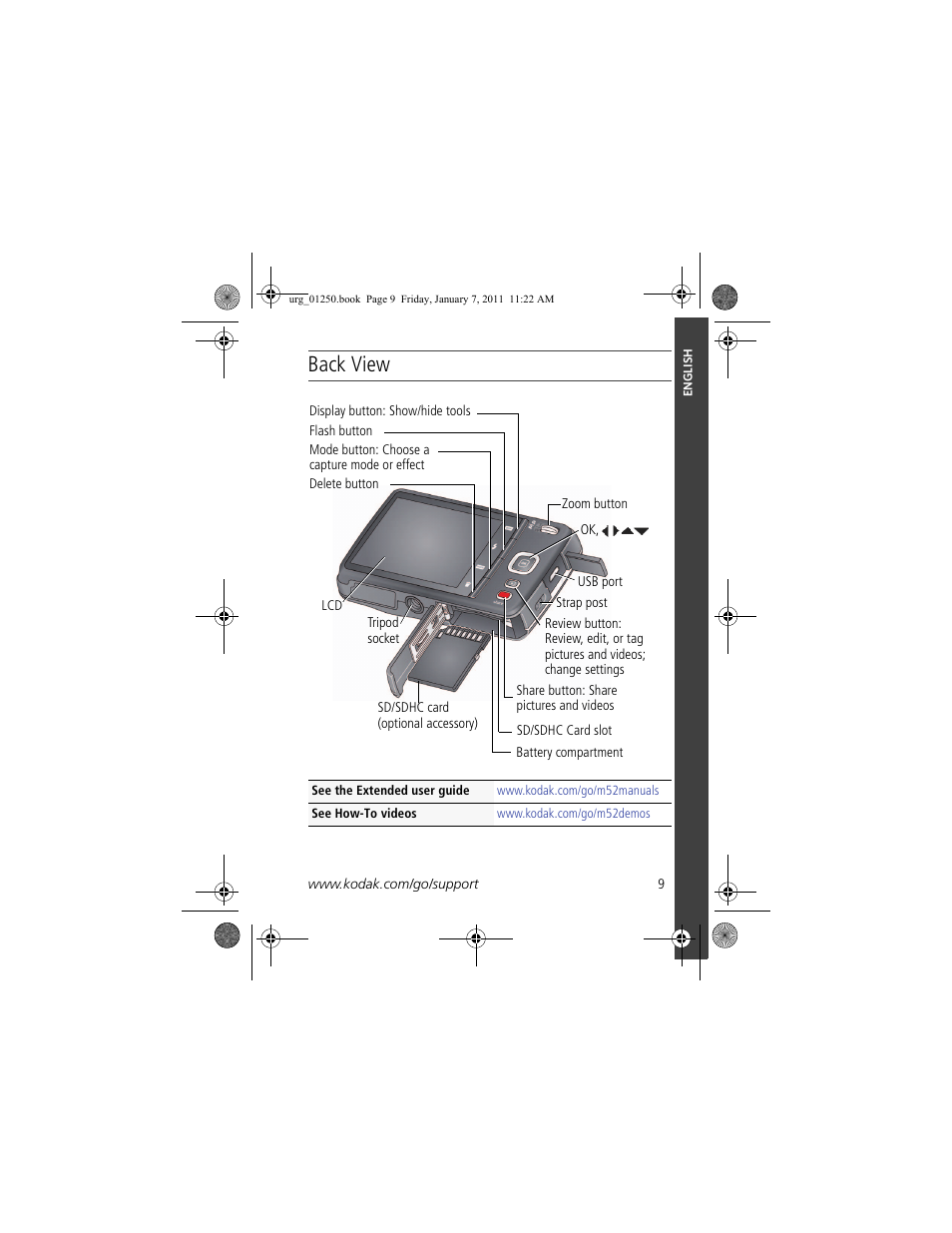 Back view | Kodak M52 User Manual | Page 9 / 26