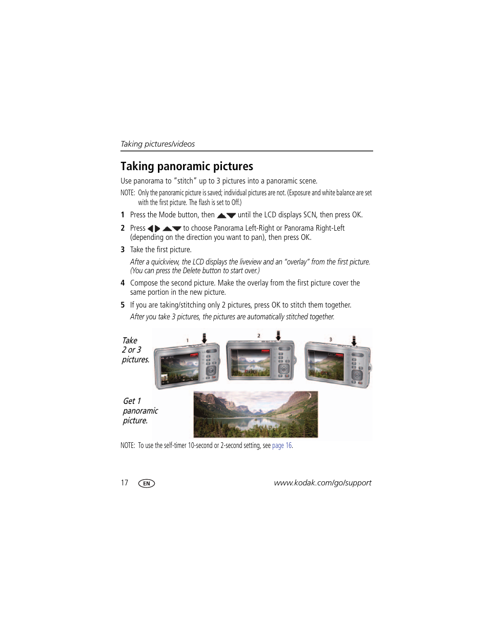 Taking panoramic pictures | Kodak M23 User Manual | Page 24 / 68