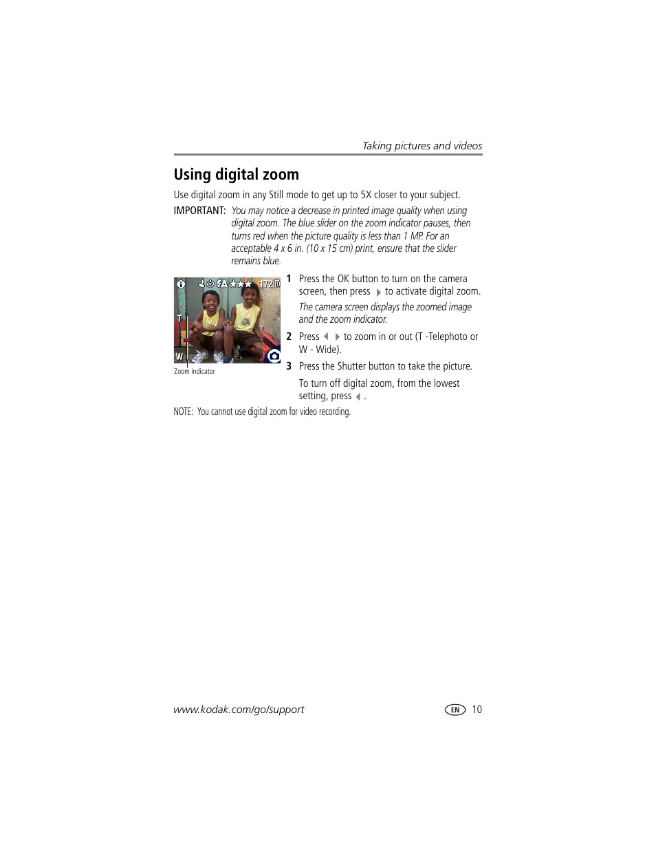 Using digital zoom | Kodak CX7310 User Manual | Page 17 / 56