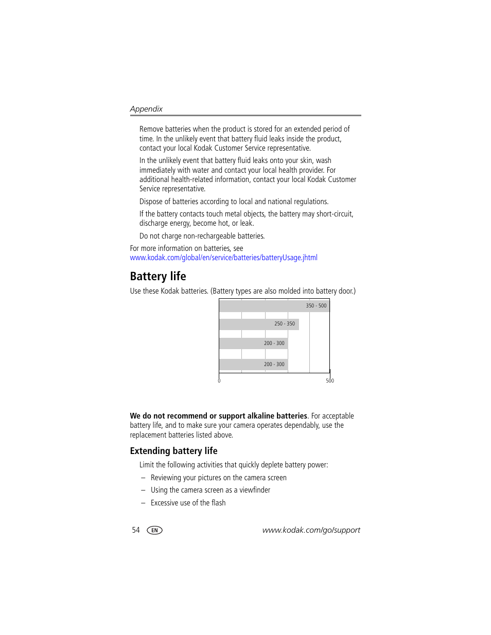 Battery life, Extending battery life, Again. see | Kodak Z740 User Manual | Page 60 / 70
